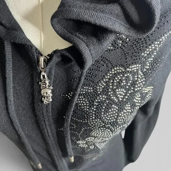 Ed-hardy Rhinestone Black Zip Up Hoodie - Picture 4 of 8